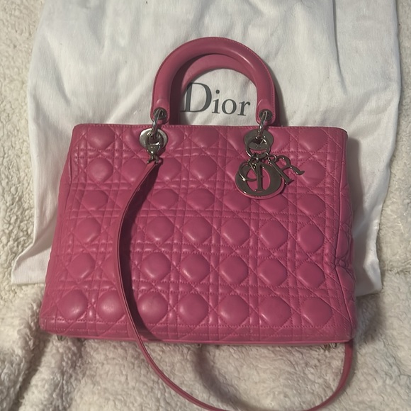 Dior Pink Cannage Leather Large Lady Dior Tote - Picture 3 of 15